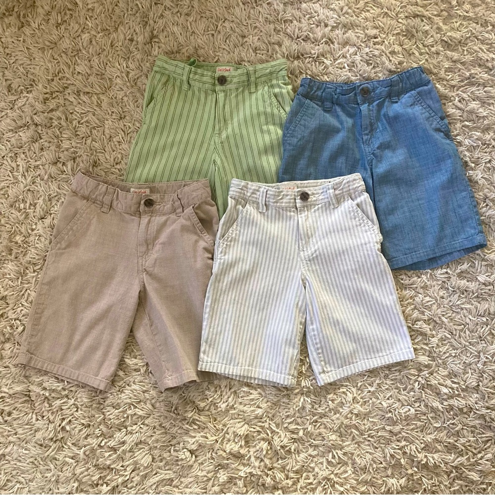 4 pair Cat and Jack cotton flat front chino shorts Size 10 Slim